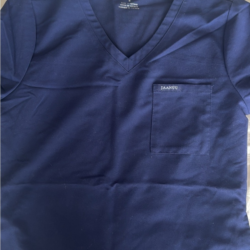 Jaanuu Dark Blue V-Neck scrub top and jogger bottoms